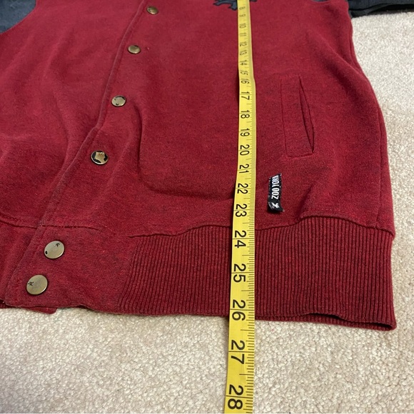 Zoo York mens varsity jacket sweatshirt maroon, gray, black cotton blend medium - Picture 7 of 9